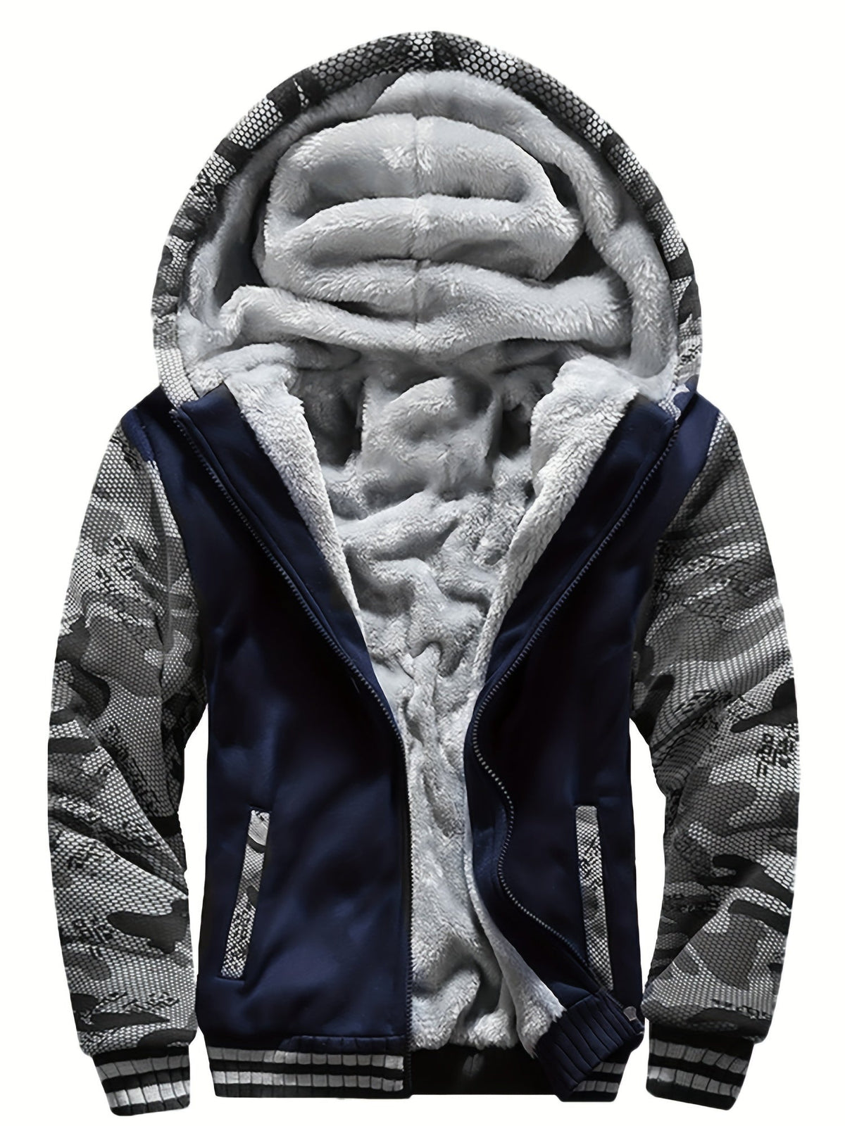 MANSSINO™ | Men's Patterned Hooded Zip-Up Sweatshirt