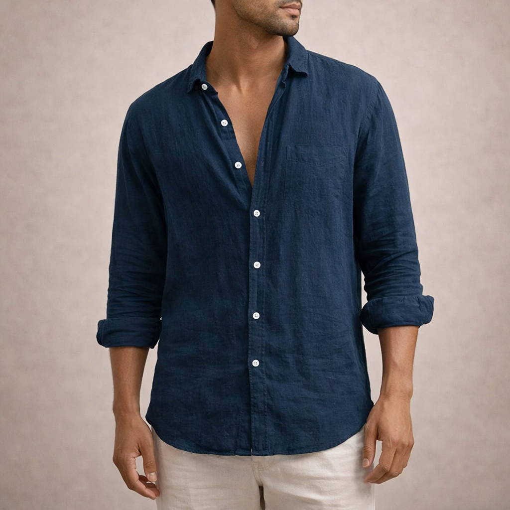 MANSSINO™ | Open-Collar Linen Shirt