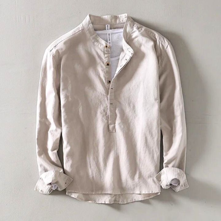 MANSSINO™ | Men's Linen Collarless Short-Sleeve Shirt