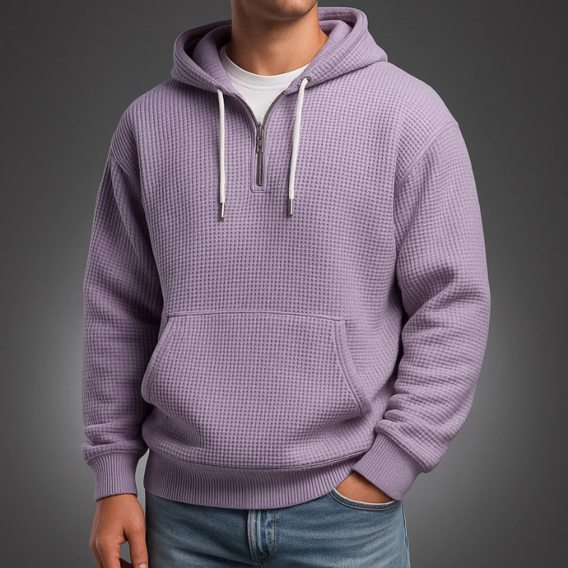 MANSSINO™ | Waffle-Knit Half-Zip Hoodie