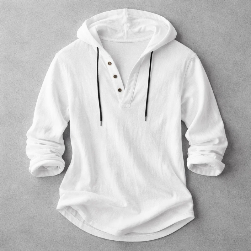 MANSSINO™ | Men's Linen Hooded Henley Shirt