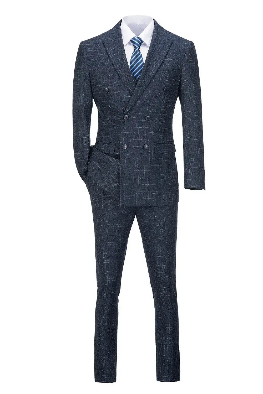 MANSSINO™ | Men's Double-Breasted Plaid 3-Piece Suit