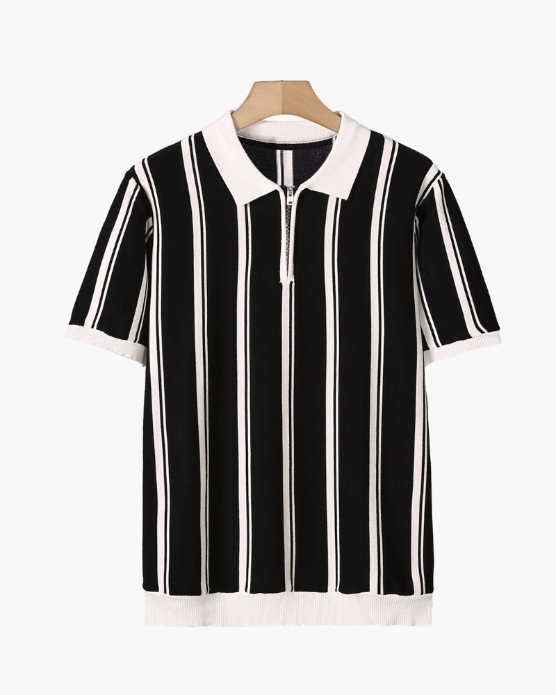 MANSSINO™ | STRIPED HALF-ZIP KNIT POLO