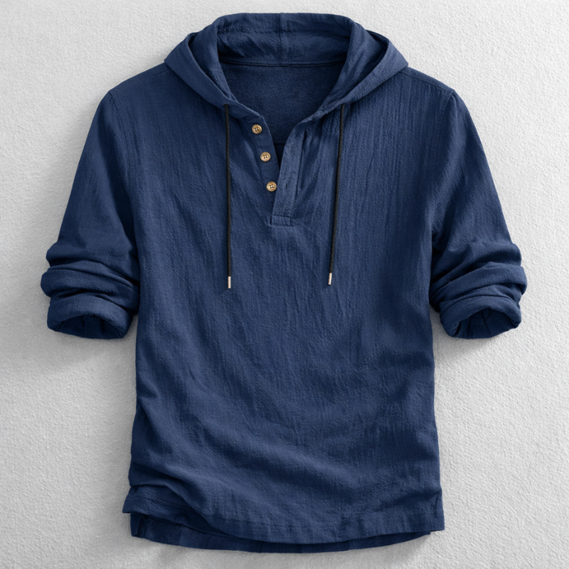 MANSSINO™ | Men's Hooded Linen Henley Pullover
