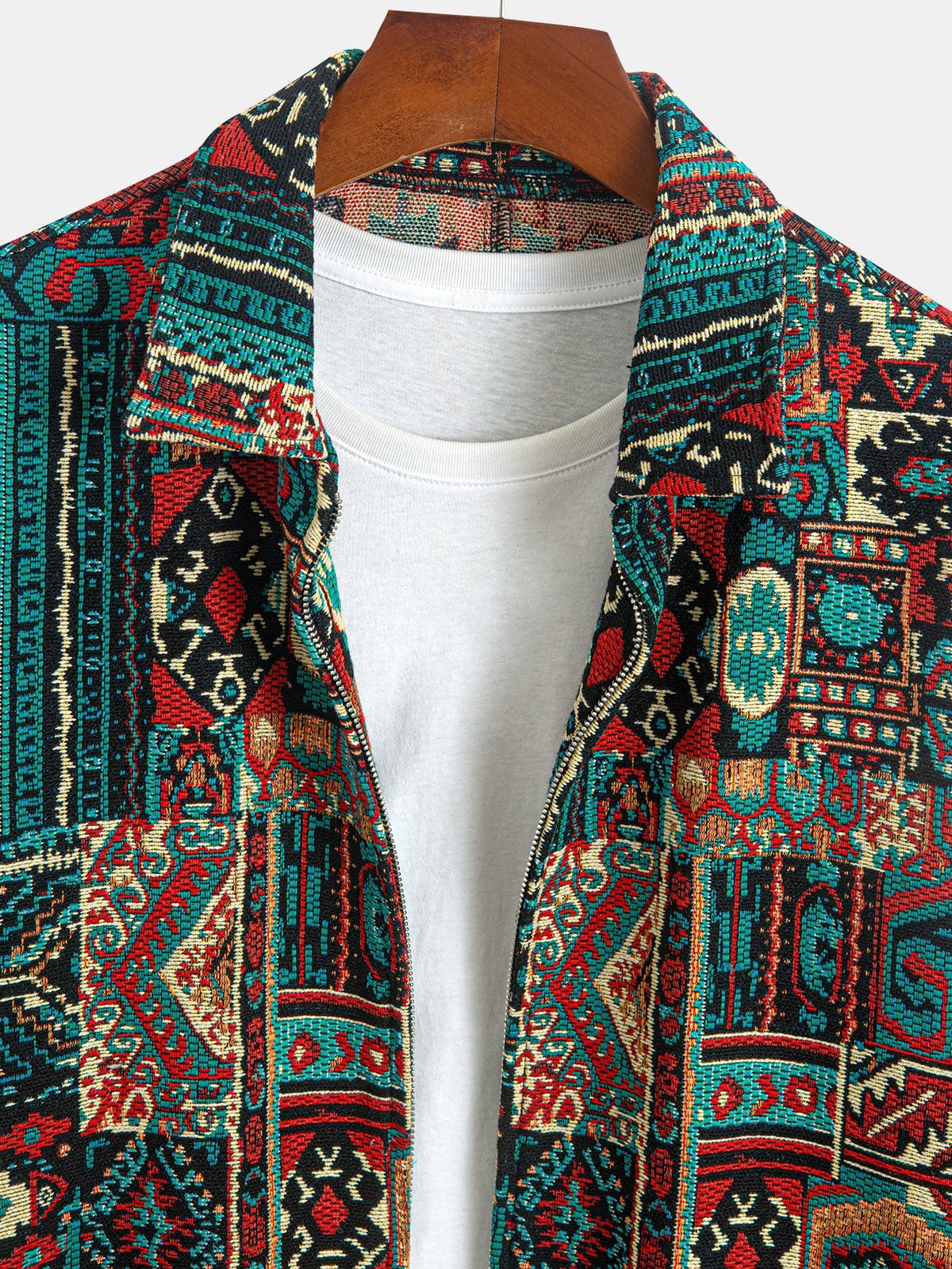 MANSSINO™ | Patterned Lapel Zip Jacket