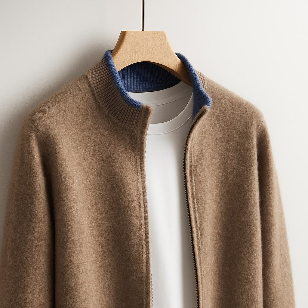 MANSSINO™ | Contrast-Trim Full-Zip Knit