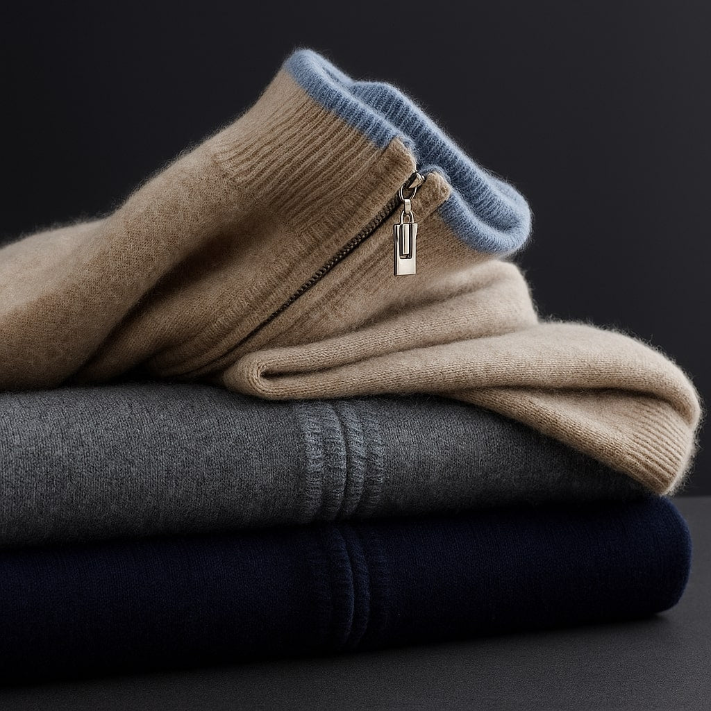 MANSSINO™ | Contrast-Trim Full-Zip Knit