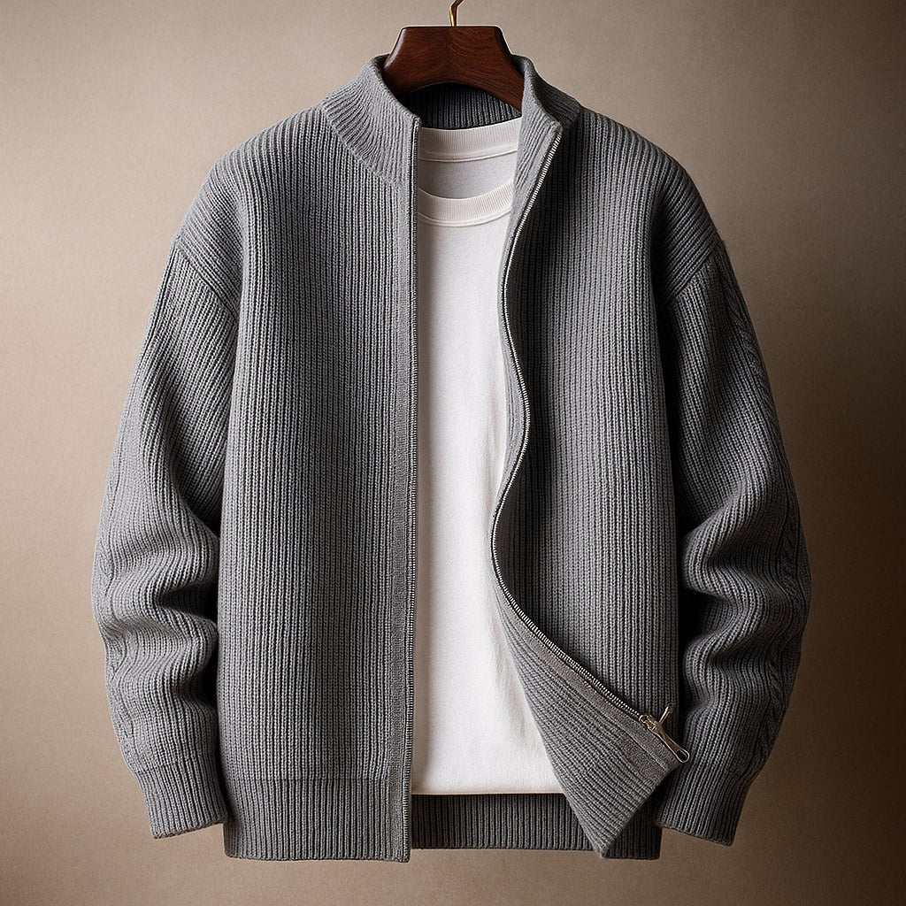 MANSSINO™ | Mens Ribbed Zip-Neck
