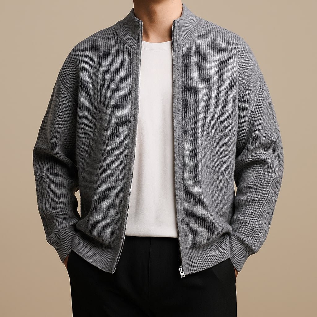 MANSSINO™ | Mens Ribbed Zip-Neck