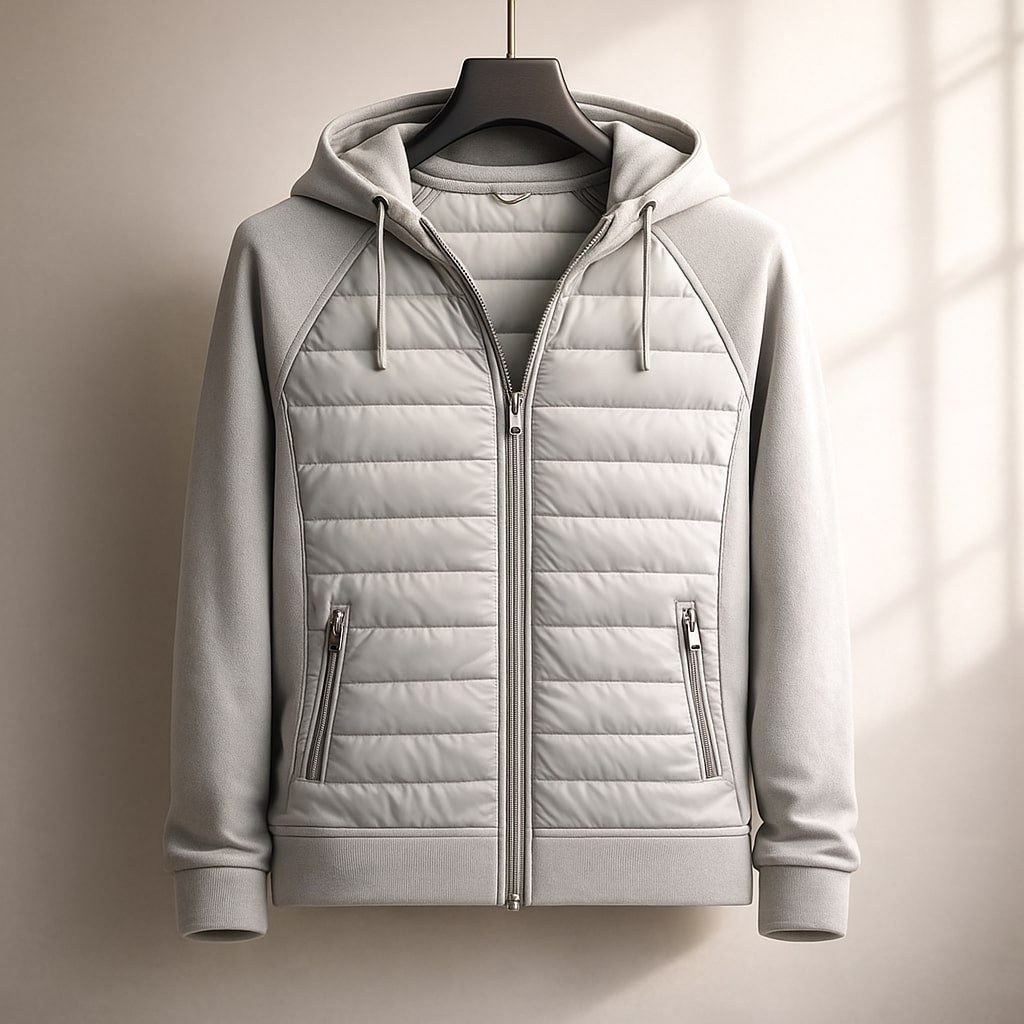 MANSSINO™ | Quilted-Panel Zip-Up Hoodie