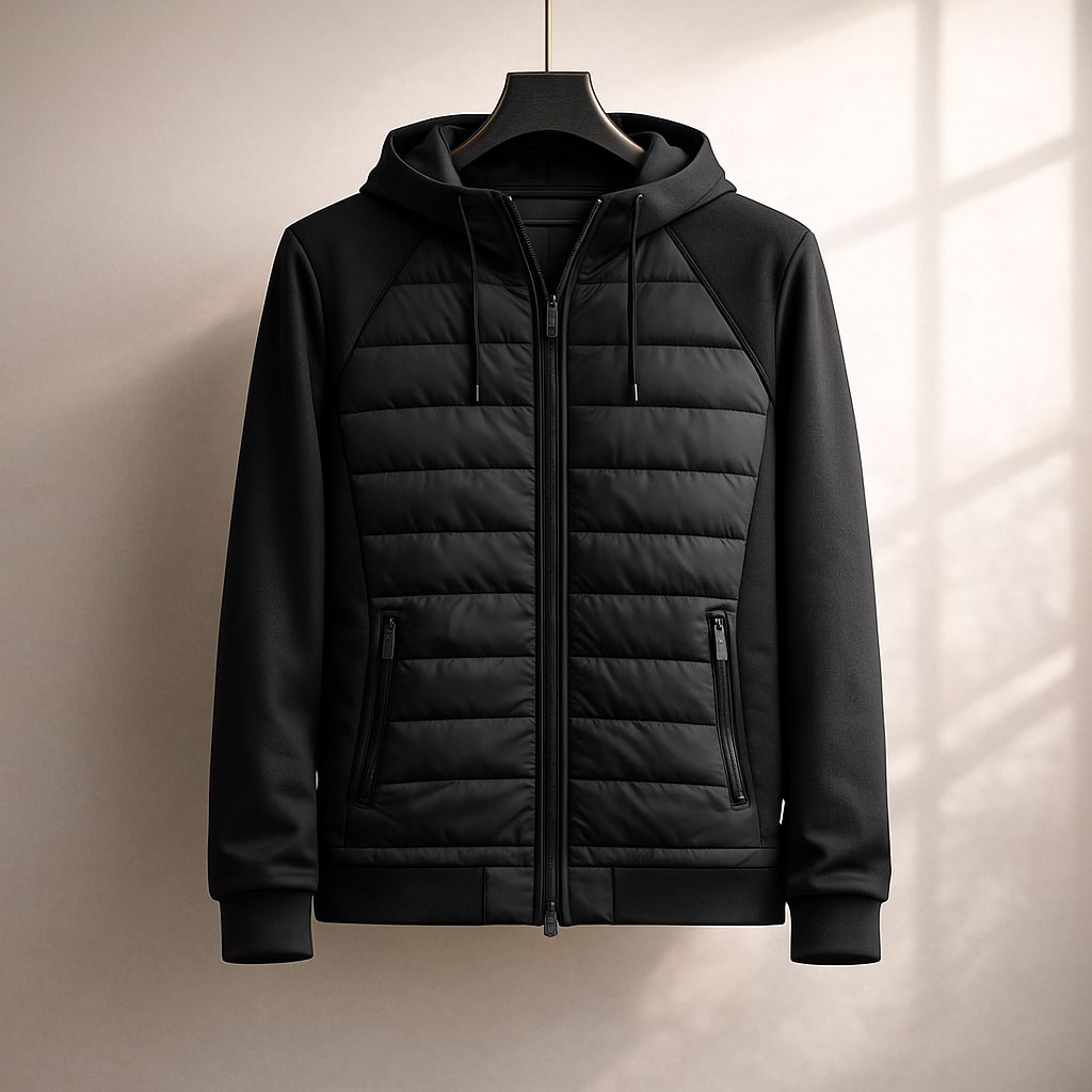MANSSINO™ | Quilted-Panel Zip-Up Hoodie