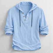 MANSSINO™ | Men's Hooded Linen Henley Pullover