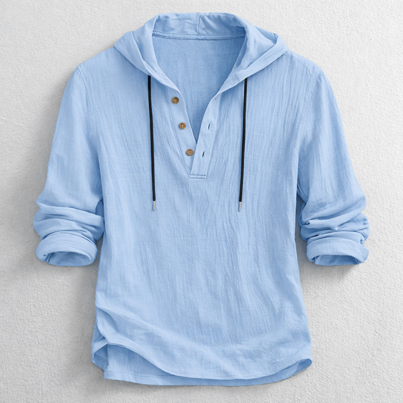 MANSSINO™ | Men's Hooded Linen Henley Pullover
