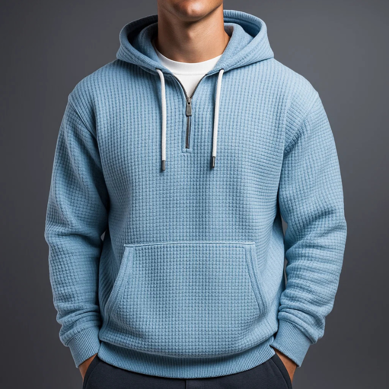 MANSSINO™ | Waffle-Knit Half-Zip Hoodie