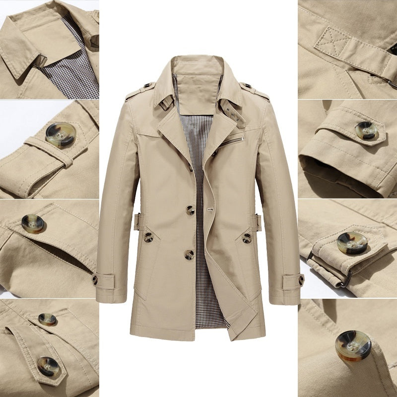 MANSSINO™ | Men's Long Button-Front Trench Coat