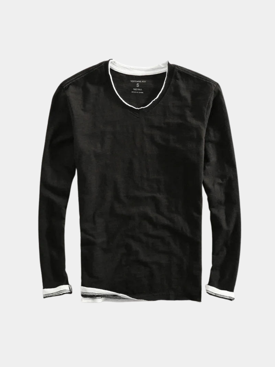 MANSSINO™ | Long Sleeve Cotton V-Neck Tee