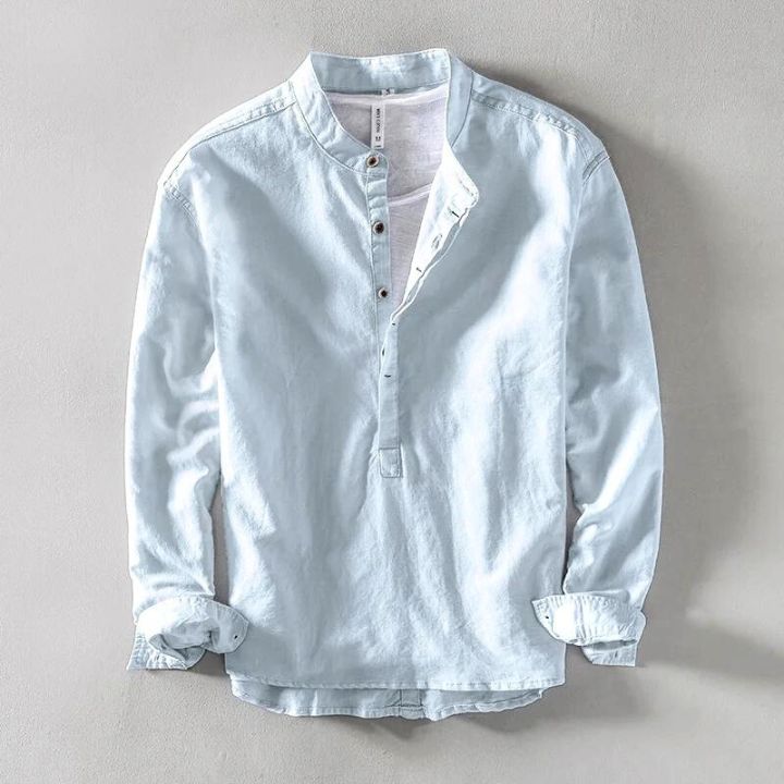 MANSSINO™ | Men's Linen Collarless Short-Sleeve Shirt