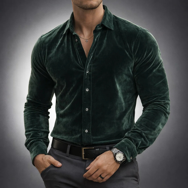 MANSSINO™ | Men's Velvet Long-Sleeve Shirt