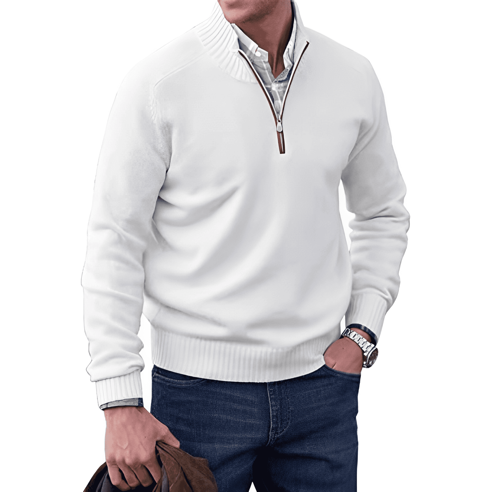 MANSSINO™ | Zip-Neck High-collar knit