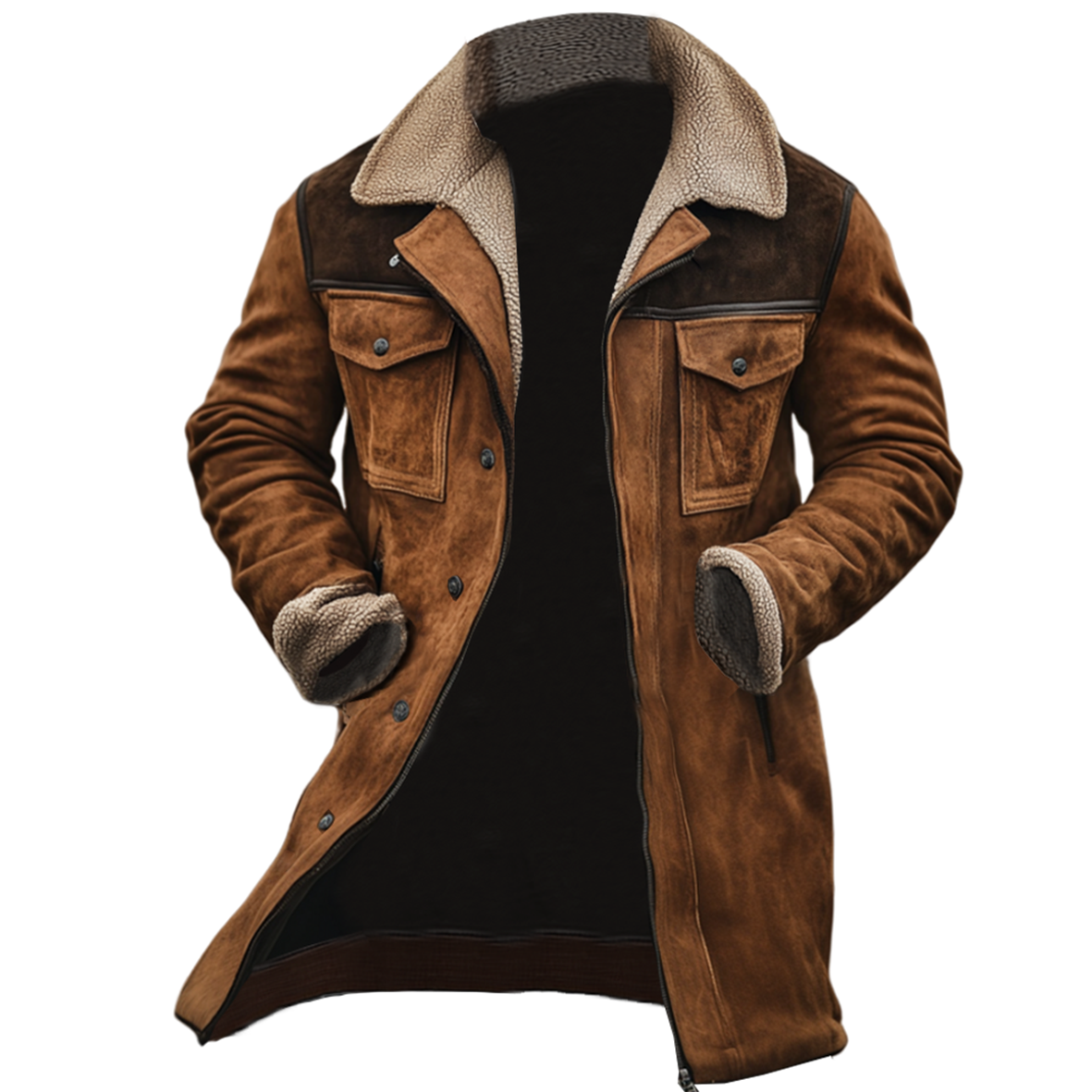 MANSSINO™ | Men's Mid-Length Shearling-Trim Winter Coat