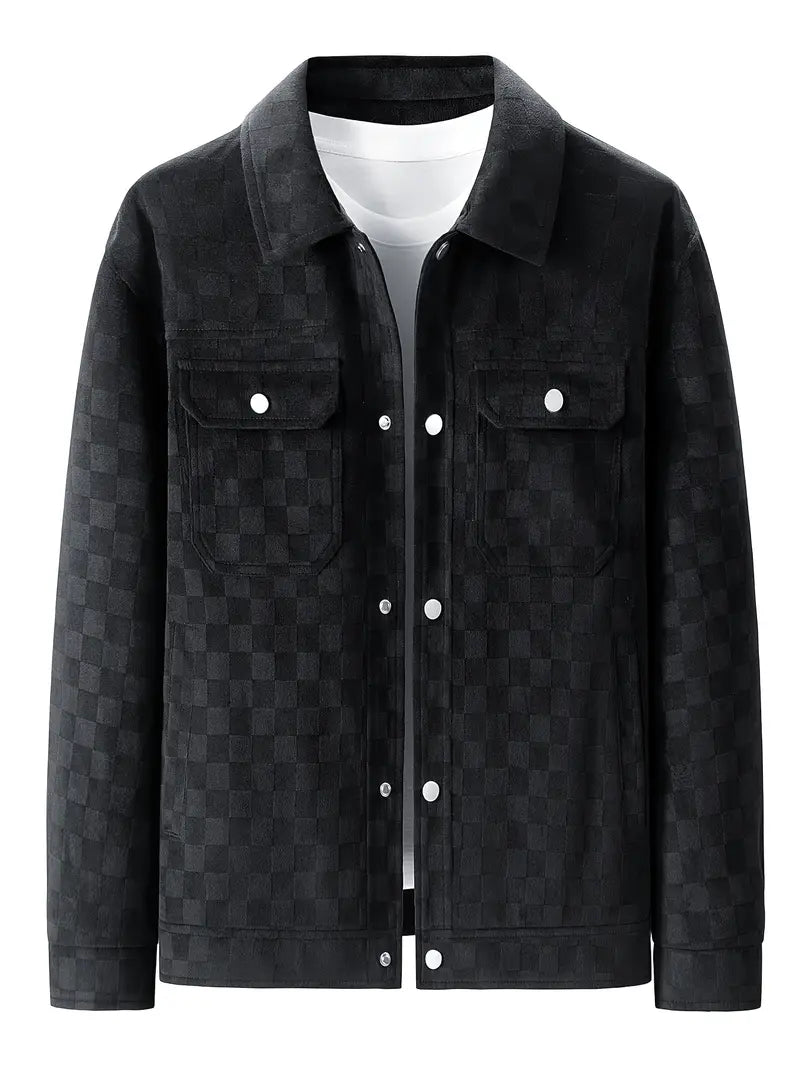 MANSSINO™ | Mavrick Checkered Suede Jacket
