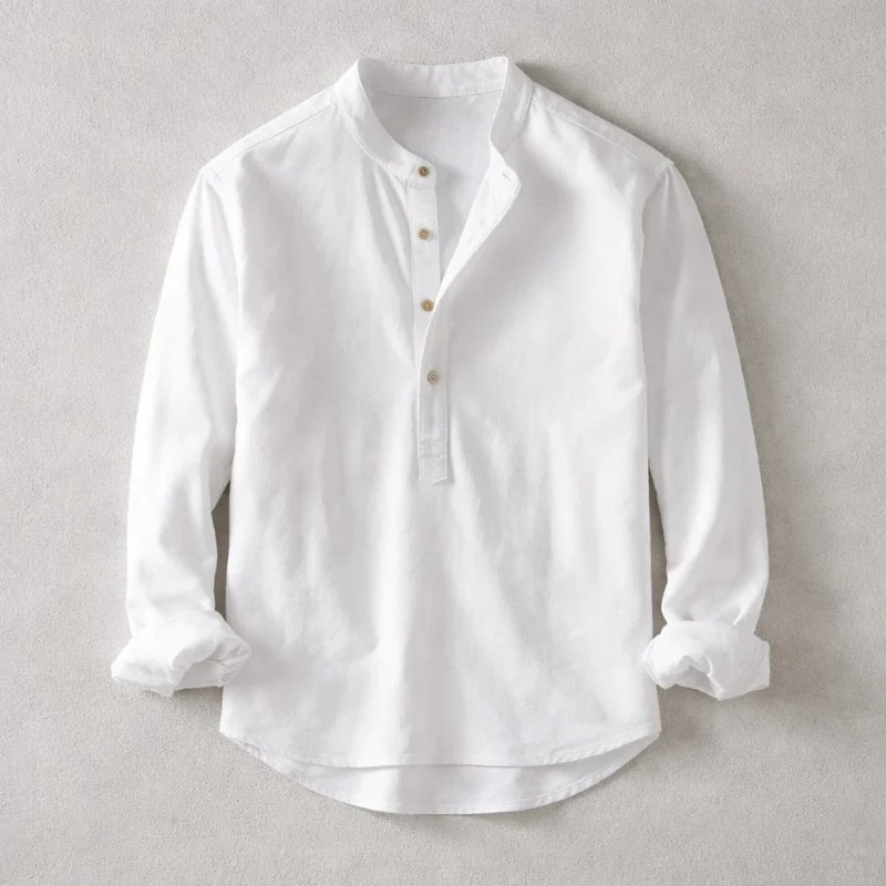 MANSSINO™ | Men's Linen-Cotton Henley Pullover Shirt