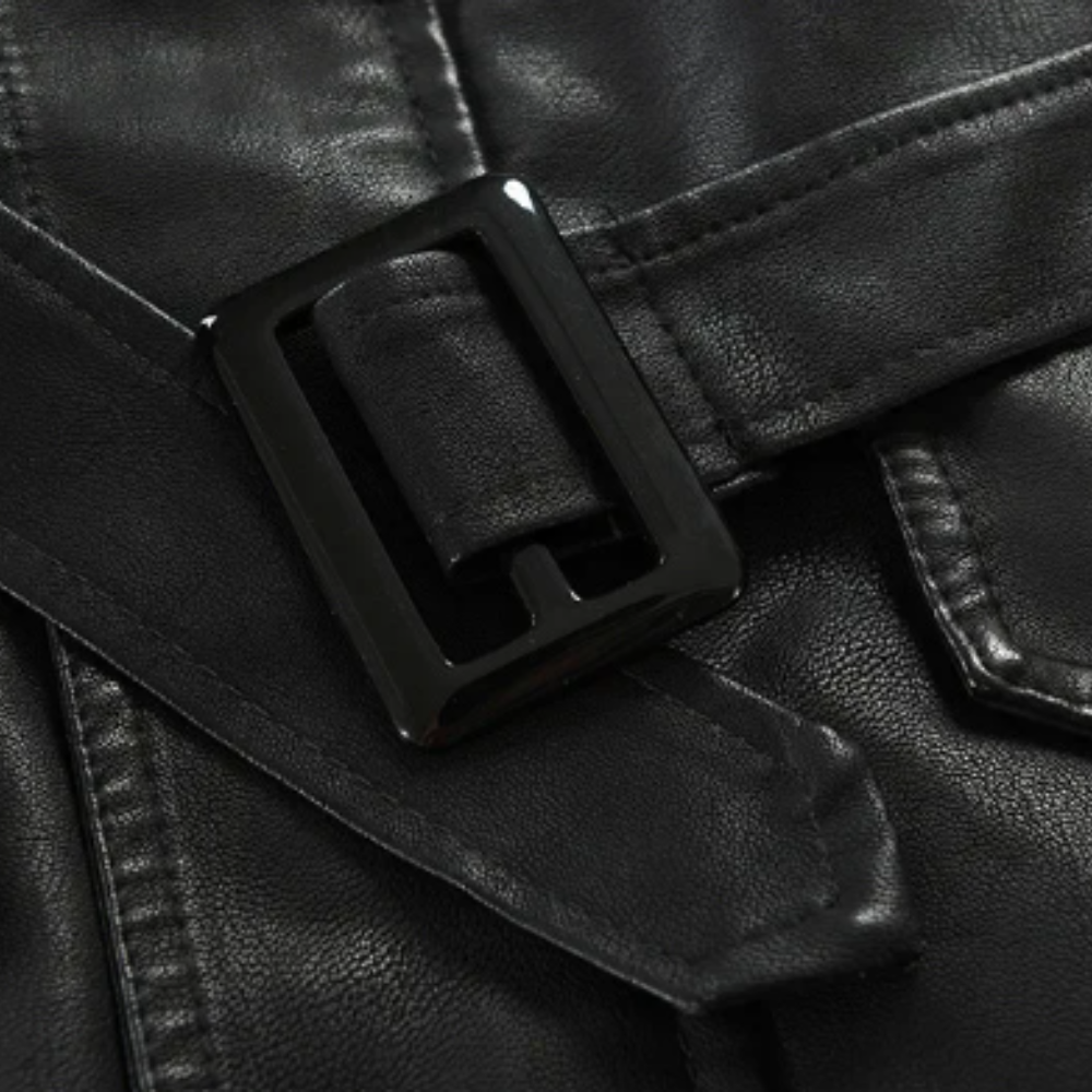 MANSSINO™ | Elegant Long Leather Biker Jacket