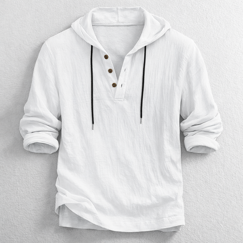 MANSSINO™ | Men's Hooded Linen Henley Pullover
