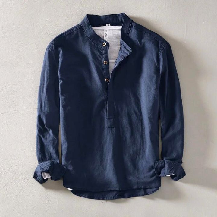 MANSSINO™ | Men's Linen Collarless Short-Sleeve Shirt