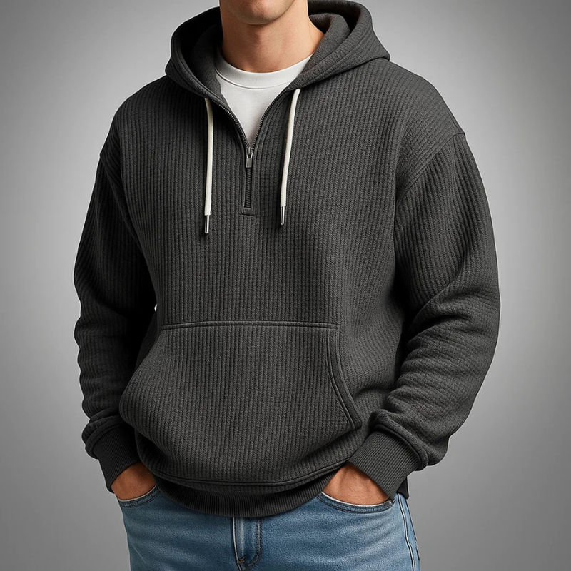 MANSSINO™ | Waffle-Knit Half-Zip Hoodie