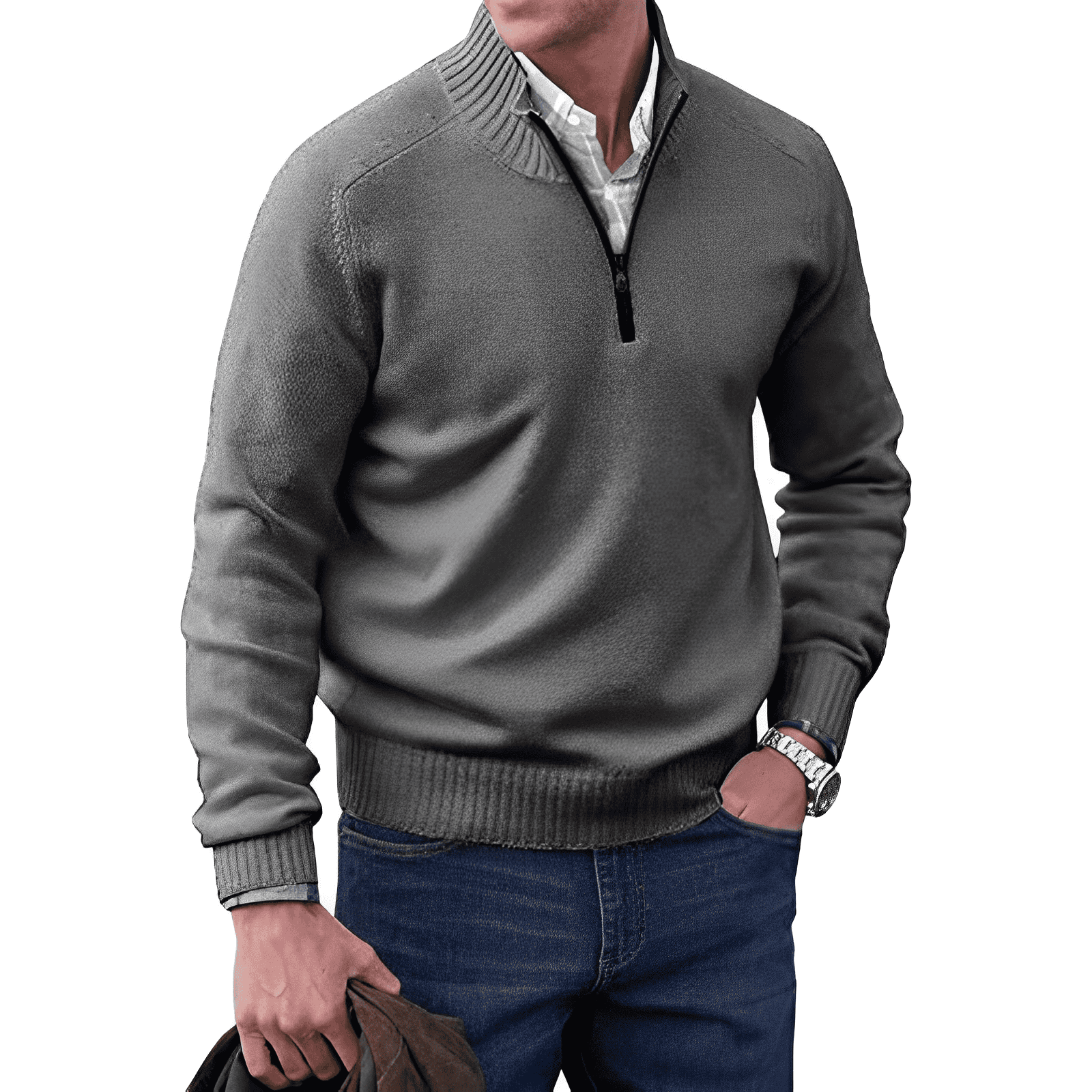 MANSSINO™ | Zip-Neck High-collar knit