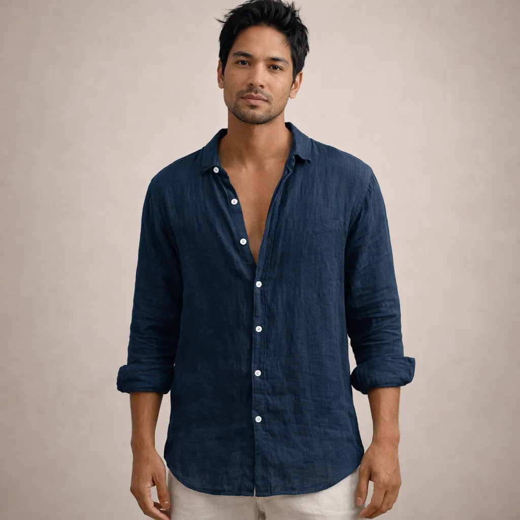 MANSSINO™ | Open-Collar Linen Shirt