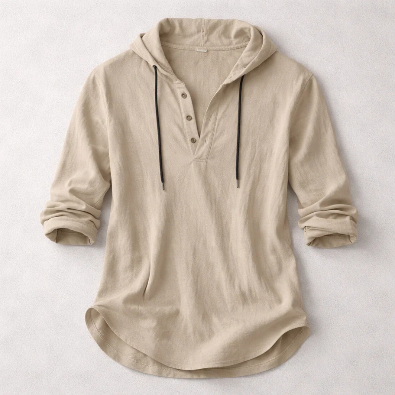 MANSSINO™ | Men's Linen Hooded Henley Shirt