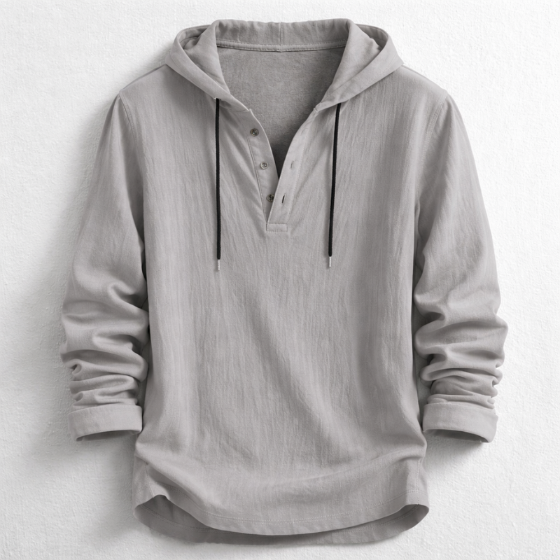 MANSSINO™ | Men's Hooded Linen Henley Pullover
