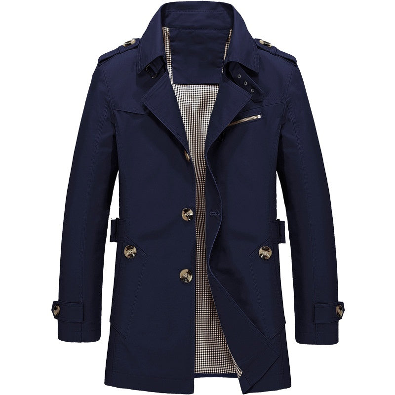 MANSSINO™ | Men's Long Button-Front Trench Coat