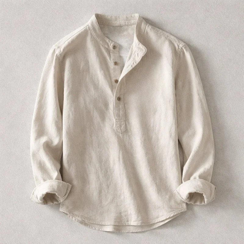 MANSSINO™ | Men's Linen-Cotton Henley Pullover Shirt