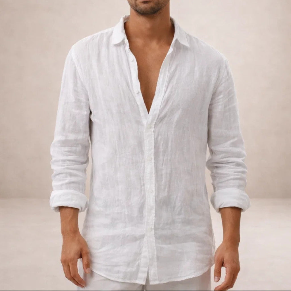MANSSINO™ | Open-Collar Linen Shirt
