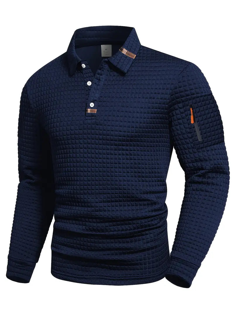 MANSSINO™ | Textured Long-Sleeve Polo