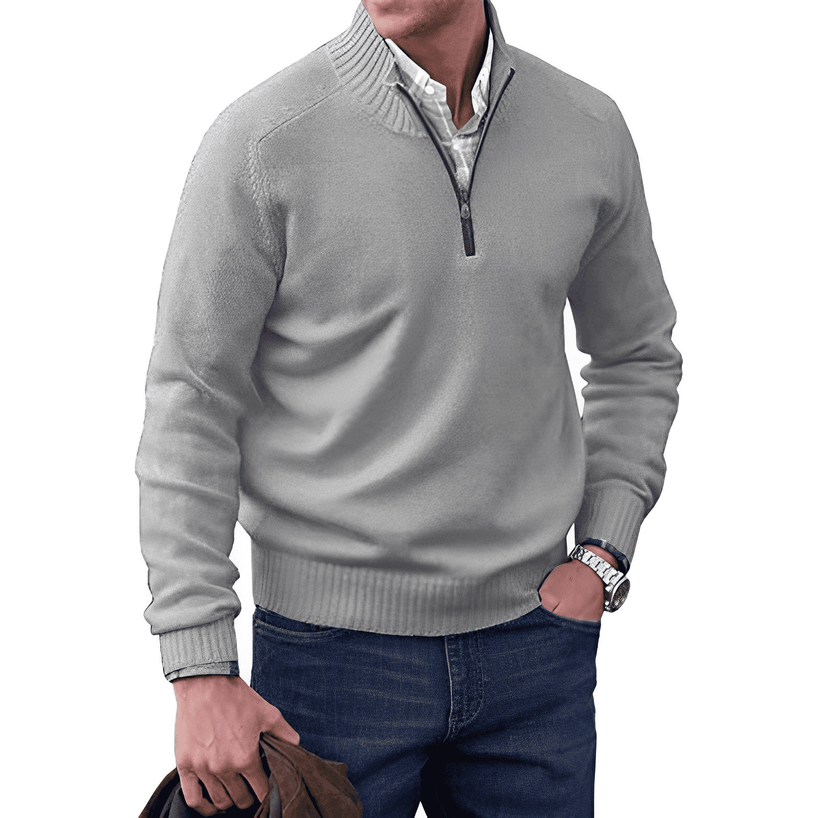 MANSSINO™ | Zip-Neck High-collar knit