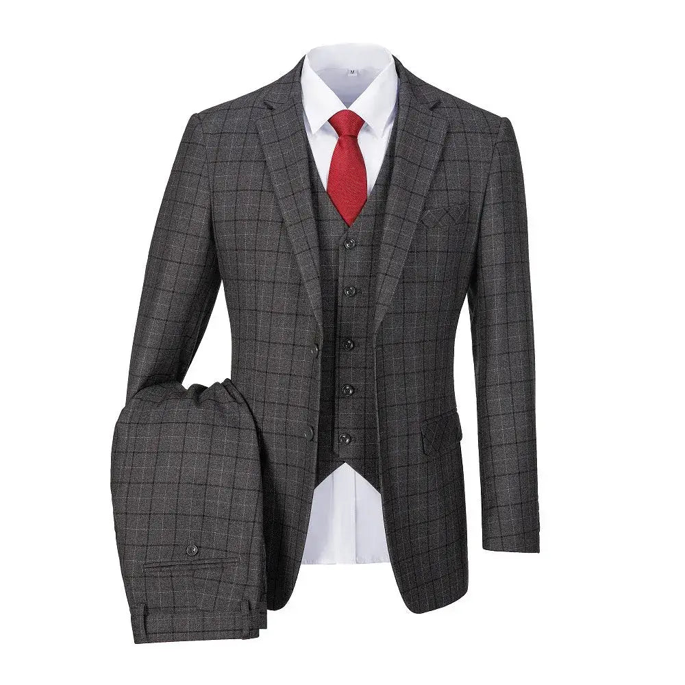 MANSSINO™ | Men's Classic Fit Plaid 3-Piece Suit