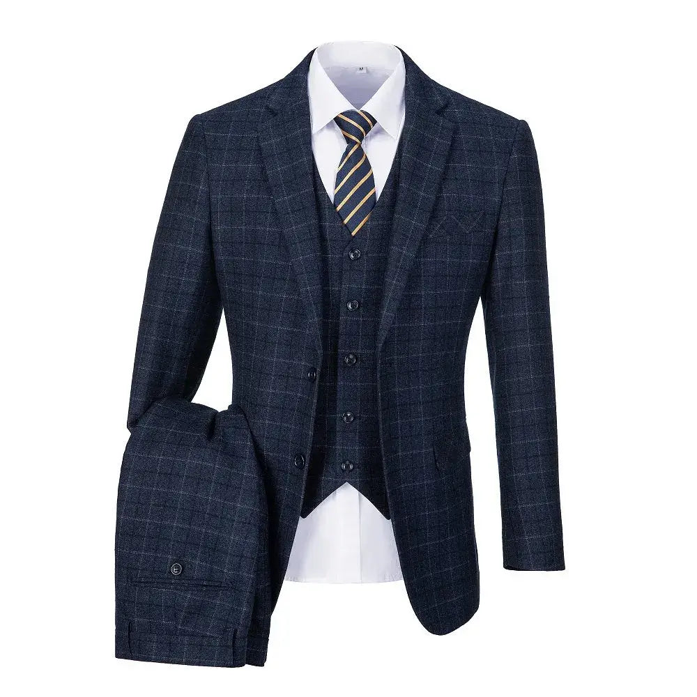 MANSSINO™ | Men's Classic Fit Plaid 3-Piece Suit
