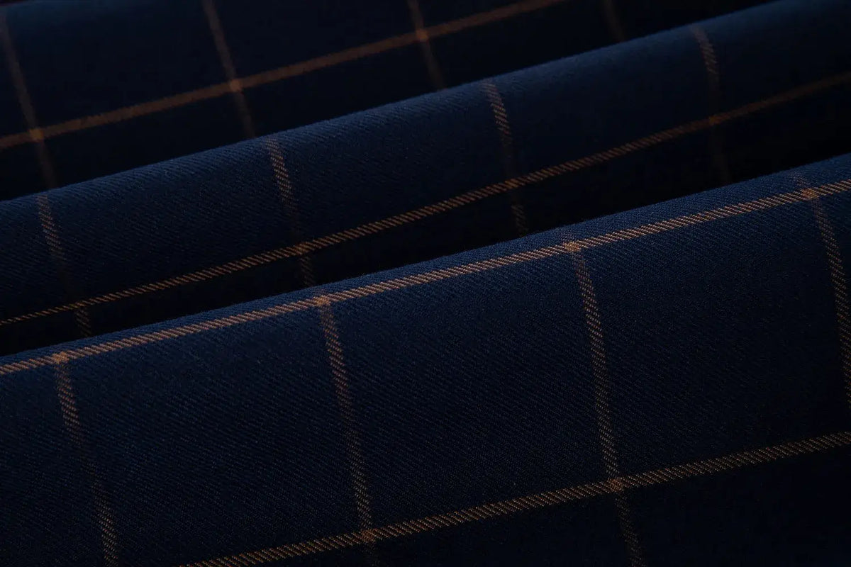 MANSSINO™ | Men's Blue & Orange Plaid 3 Piece Suit