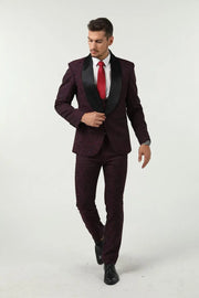 MANSSINO™ | Men's Abstract Jacquard Prom 3-Piece Suit