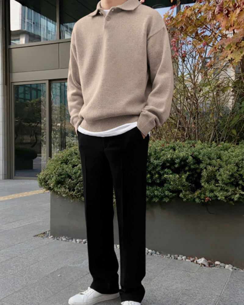 MANSSINO™ | WOOL BUTTONED HALF-ZIP
