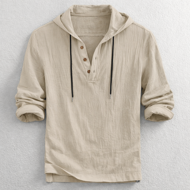 MANSSINO™ | Men's Hooded Linen Henley Pullover