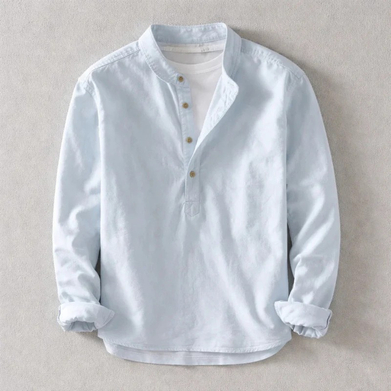 MANSSINO™ | Men's Linen-Cotton Henley Pullover Shirt