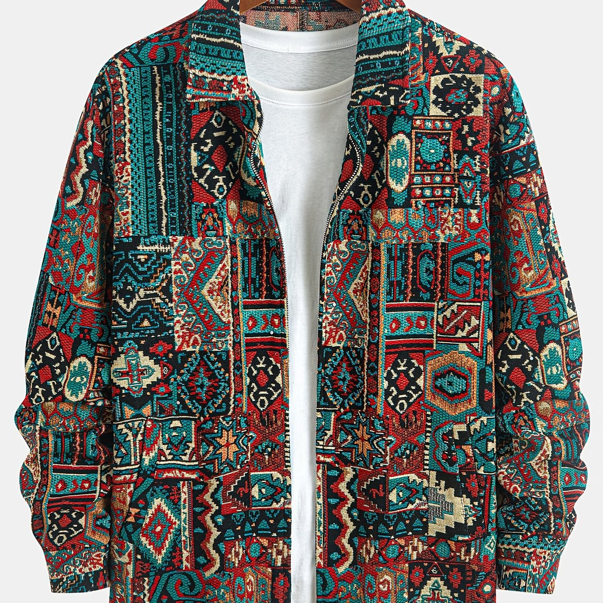 MANSSINO™ | Patterned Lapel Zip Jacket
