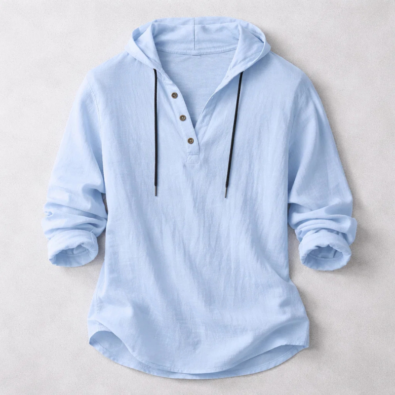 MANSSINO™ | Men's Linen Hooded Henley Shirt