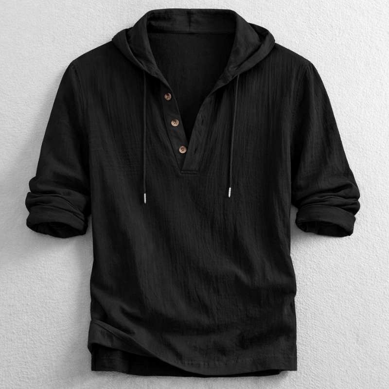 MANSSINO™ | Men's Hooded Linen Henley Pullover