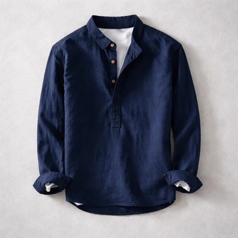 MANSSINO™ | Men's Linen-Cotton Henley Pullover Shirt